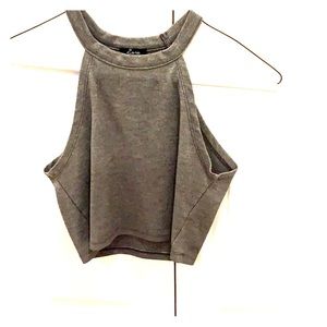 Gray halter crop top